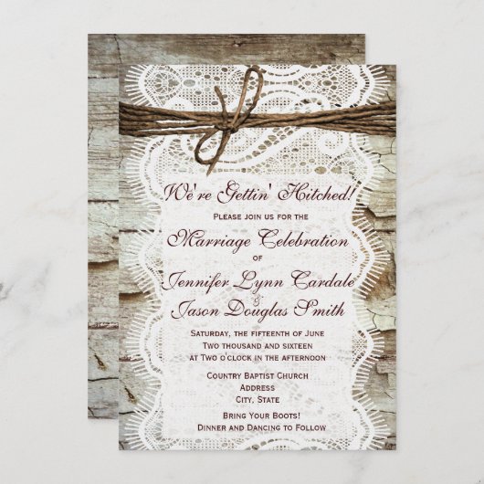 Het krijgen van gehitte Rustic de Uitnodigingen va (Voorkant / Achterkant)