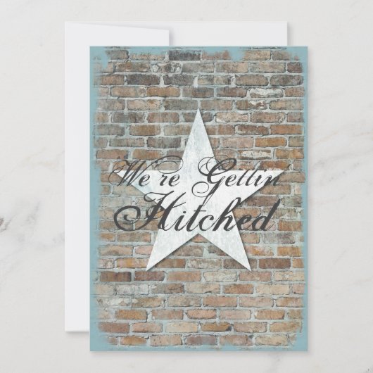 Het krijgen van gehitte Rustic Star Brick Wedding  Kaart (Voorkant)