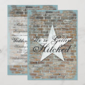 Het krijgen van gehitte Rustic Star Brick Wedding  Kaart (Voorkant / Achterkant)