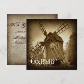 Het krijgen van gehitte Rustic Windmill Wedding Ui Kaart (Voorkant / Achterkant)