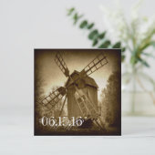 Het krijgen van gehitte Rustic Windmill Wedding Ui Kaart (Staand voorkant)
