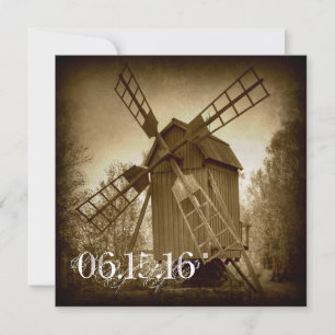 Het krijgen van gehitte Rustic Windmill Wedding Ui Kaart