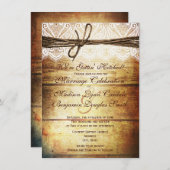 Het krijgen van gehitte Rustic Wood Wedding Uitnod Kaart (Voorkant / Achterkant)