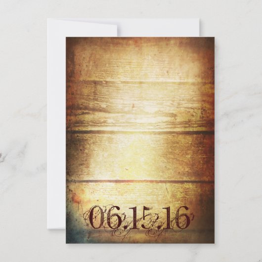 Het krijgen van gehitte Rustic Wood Wedding Uitnod Kaart (Achterkant)