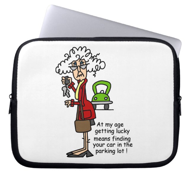 Het krijgen van Gelukkige Humor Laptop Sleeve (Voorkant)