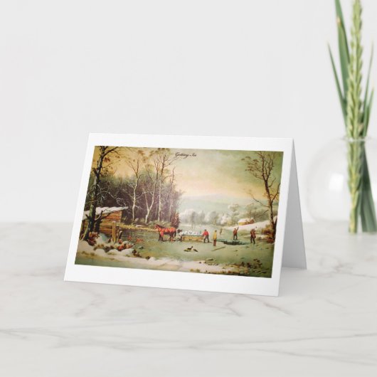 Het krijgen van het Wenskaart van het Ijs Feestdagen Kaart (Voorkant)