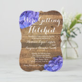 Het krijgen van Hitched Barn Wood Hydragea Wedding Kaart (Staand voorkant)