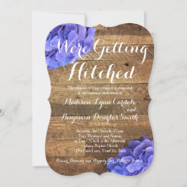 Het krijgen van Hitched Barn Wood Hydragea Wedding Kaart
