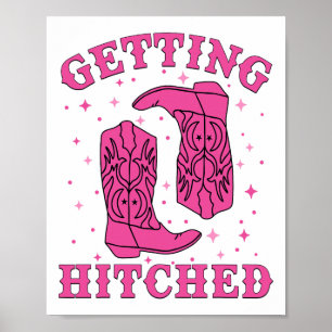 Het krijgen van Hitched Bride Groom Westerne bruil Poster