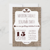 Het krijgen van Hitched Burlap Druk Wedding Uitnod Kaart (Voorkant)