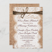 Het krijgen van Hitched Burlap Druk Wedding Uitnod Kaart (Voorkant / Achterkant)