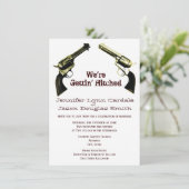 Het krijgen van Hitched Cowboy Pistolen Wedding In Kaart (Staand voorkant)