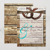 Het krijgen van Hitched Wood Hoefijzers Wedding no Kaart (Voorkant / Achterkant)