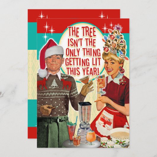 Het krijgen van Lit Kerstmis Party Uitnodiging - P (Voorkant / Achterkant)