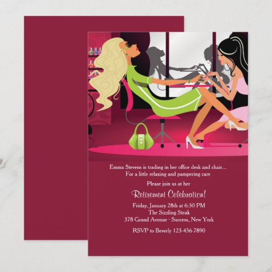 Het krijgen van Pampered Uitnodiging van de Partij (Voorkant / Achterkant)