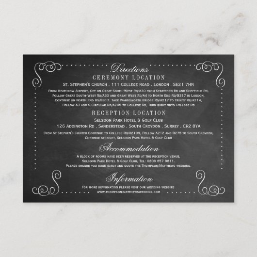 Het  krijtbord bruiloft - Detail Informatiekaartje (Achterkant)