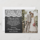 Het krijtbord & kant bruiloft Collectie Foto Bedankkaart (Voorkant)