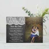 Het krijtbord & kant bruiloft Collectie Foto Save The Date (Staand voorkant)