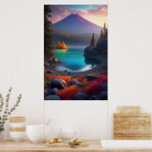 Het kristalmeer, het bos en de sluimerende vulkaan poster (Keuken)