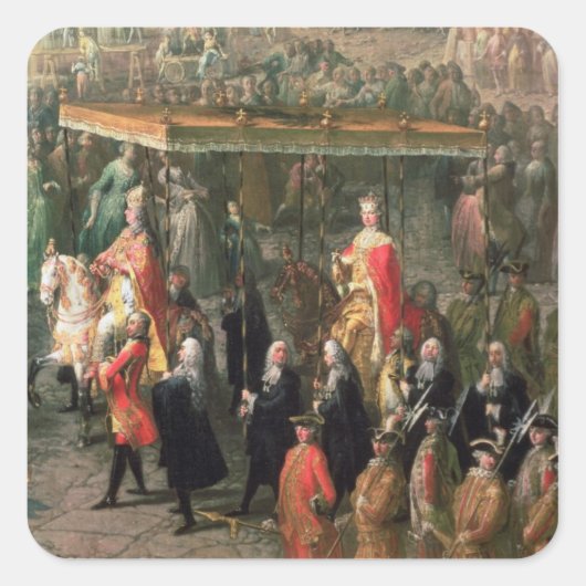 Het kronatieproces van Joseph II Vierkante Sticker (Voorkant)