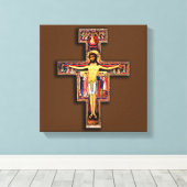 HET KROSS VAN SAN DAMIANO, HET FRANCISCAN KROSS. CANVAS AFDRUK (Insitu (Houten vloer))