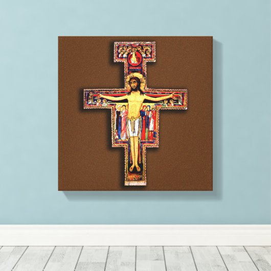 HET KROSS VAN SAN DAMIANO, HET FRANCISCAN KROSS. CANVAS AFDRUK (Insitu (Houten vloer))