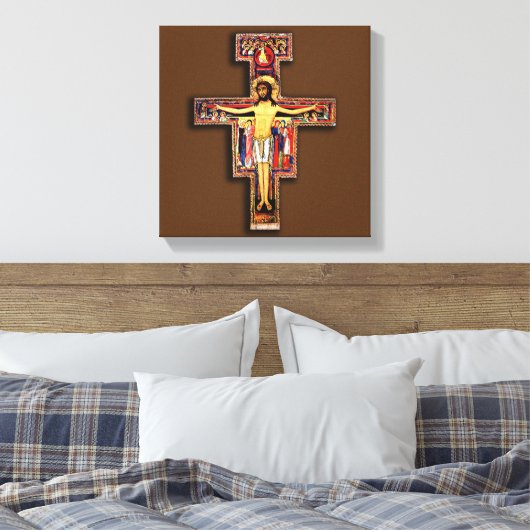 HET KROSS VAN SAN DAMIANO, HET FRANCISCAN KROSS. CANVAS AFDRUK (Insitu (Slaapkamer))