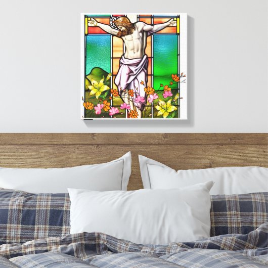 Het kruis canvas afdruk (Insitu (Slaapkamer))