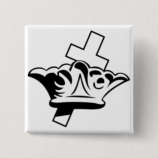Het kruis en de kroon vierkante button 5,1 cm (Voorkant)