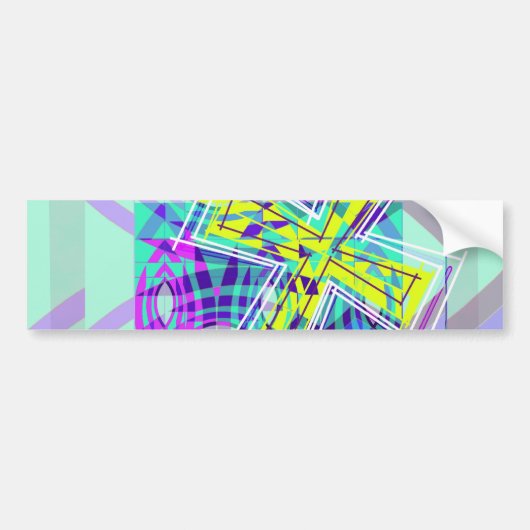 Het kruis en de vis. bumpersticker (Voorkant)