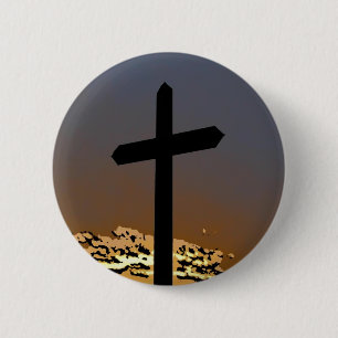 Het kruis ronde button 5,7 cm