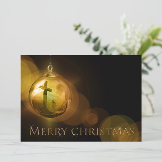 Het kruis van Christus Ornament Reflection Geperso Feestdagenkaart (Staand voorkant)