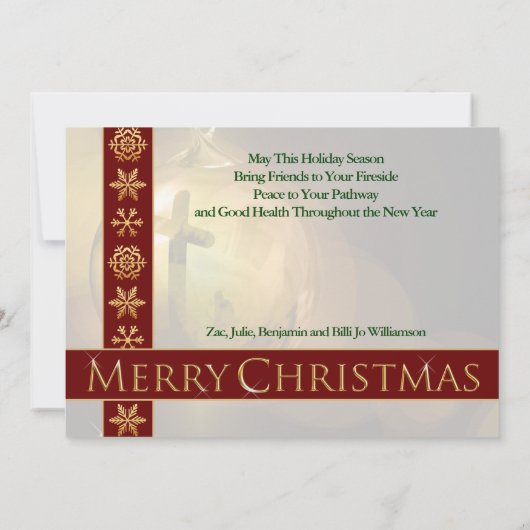 Het kruis van Christus Ornament Reflection Geperso Feestdagenkaart (Achterkant)