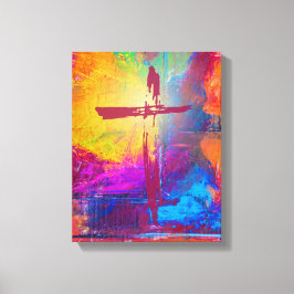 Het kruis van Jezus op de Abstracte schilderkunst Canvas Afdruk