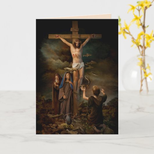 het kruisbeeld wenskaart kaart (Gele Bloem)