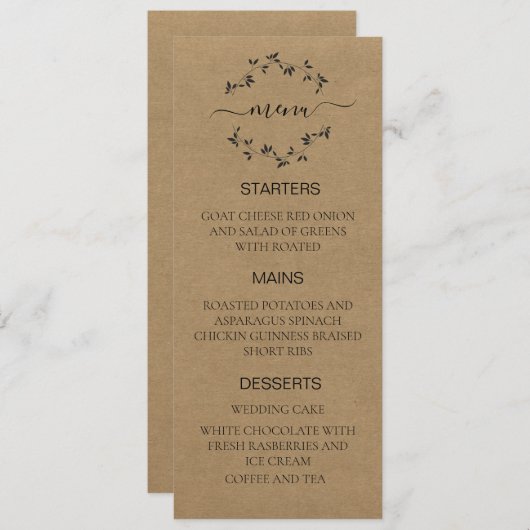 Het kruistoeppapier van het Menu van de bruiloft (Voorkant / Achterkant)