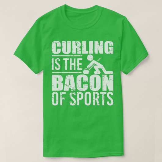 Het krullen is de bacon van de sport in het wit t-shirt (Design voorkant)