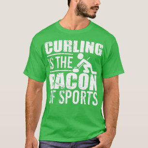 Het krullen is de bacon van de sport in het wit t-shirt
