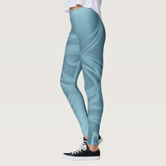 Het krullen van schaduwen over Blauw Kunstwerk Leggings (Links)
