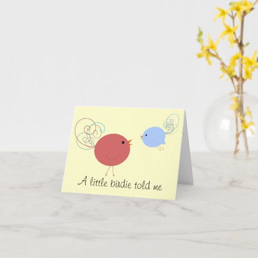 Het krullende Wenskaart van Vogeltjes Kaart (Gele Bloem)