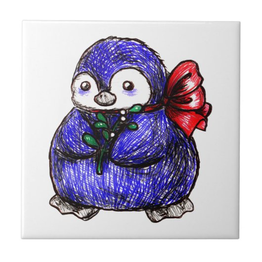 Het Kuiken van de pinguïn Tegeltje (Voorkant)