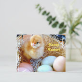 Het Kuiken van Pasen in het Briefkaart van de Mand (Staand voorkant)