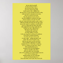 Het Kunstgedicht van de muur om Zelf-Worth aan te  Poster