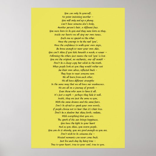 Het Kunstgedicht van de muur om Zelf-Worth aan te  Poster (Voorkant)