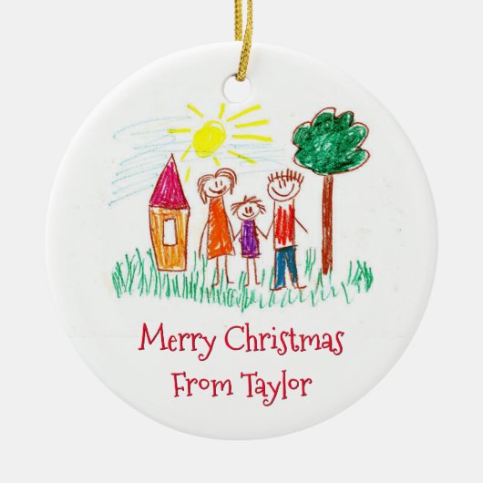 Het kunstwerk van je kind met kerst keramisch ornament (Voorkant)