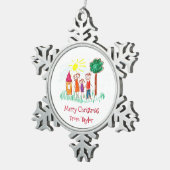 Het kunstwerk van je kind met kerst tin sneeuwvlok ornament (Rechts)