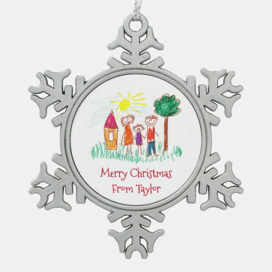 Het kunstwerk van je kind met kerst tin sneeuwvlok ornament (Voorkant)