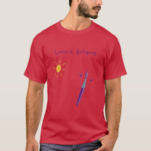 Het kunstwerk van je kind op het T-shirt van een M