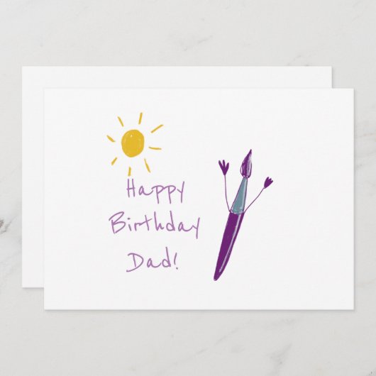 Het kunstwerk van je kind voor papa feestdagenkaart (Voorkant / Achterkant)