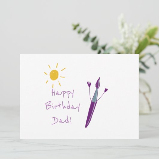 Het kunstwerk van je kind voor papa feestdagenkaart (Staand voorkant)